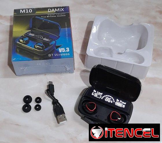 Audífonos inalambricos Bluetooth M10, M19, M20, M30 con Power Bank y gomitas de repuesto