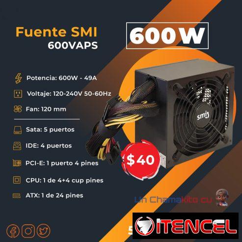 FUENTE SMI 600W / 49A NUEVA Y SELLADA EN CAJA. A ESTRENAR POR USTED. TLF