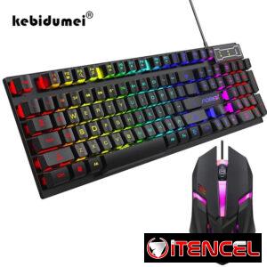 Teclado y ratón mecánico retroiluminado de 104 teclas