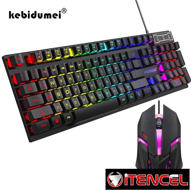 Teclado y ratón mecánico retroiluminado de 104 teclas