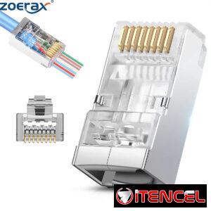 50 Puntas de red RJ45 Metalicas Cat6 – Passthrough Blindados
