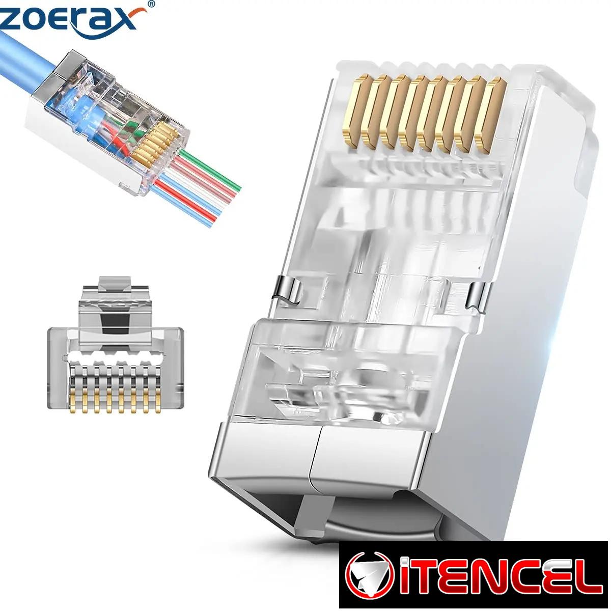 50 Puntas de red RJ45 Metalicas Cat6 – Passthrough Blindados