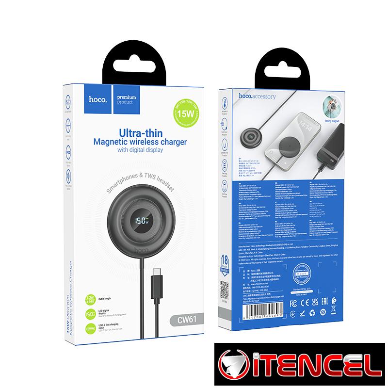 Hoco – Cargador Inalámbrico Magnético CW61 Phantom ⚡ 15W con Pantalla Digital