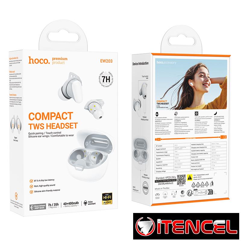 Hoco – Audífonos Bluetooth EW203 Jinny 🎧 TWS con Apertura Automática