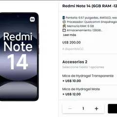 Telefono Xiaomi Redmi Note 14 (6GB RAM -128 GB)
