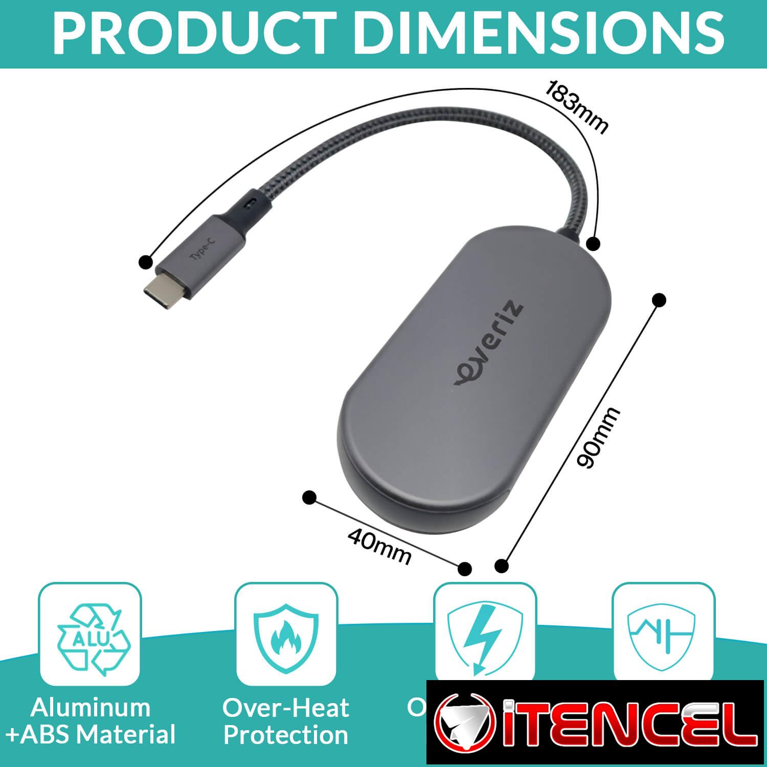 Hub USB C EVERIZ 10Gbps – Gris Metalico