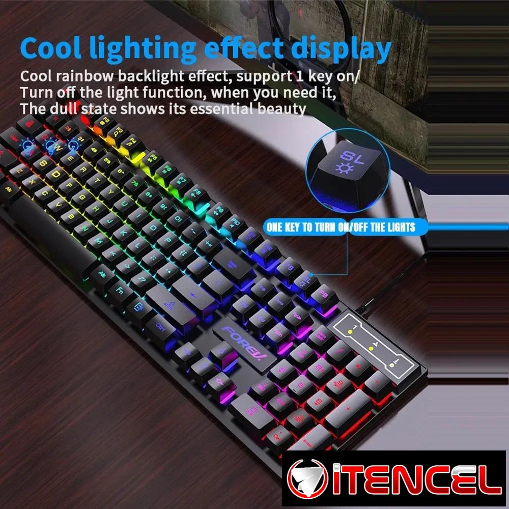 Teclado y ratón mecánico retroiluminado de 104 teclas