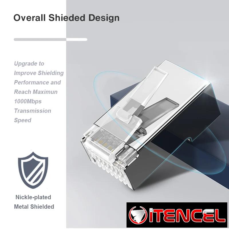 50 Puntas de red RJ45 Metalicas Cat6 – Passthrough Blindados