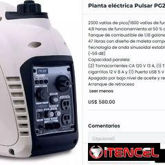 Adiós a los apagones. Planta eléctrica Pulsar PG2300iSCO