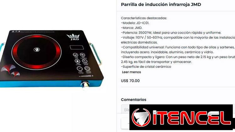 Parrilla de inducción infrarroja JMD . PARA cualquier tipo de olla
