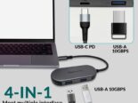 Hub USB C EVERIZ 10Gbps – Gris Metalico