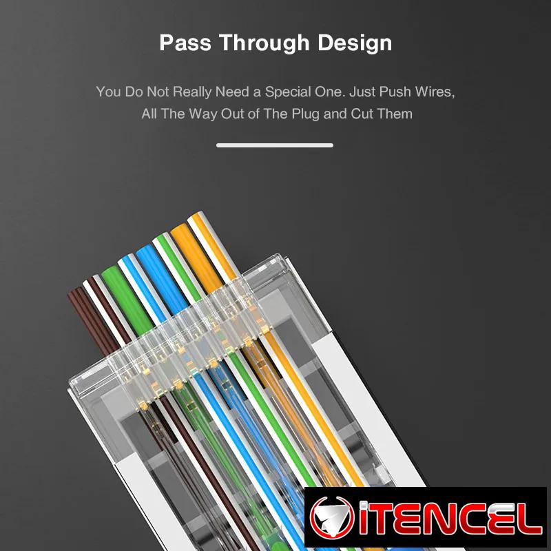 50 Puntas de red RJ45 Metalicas Cat6 – Passthrough Blindados