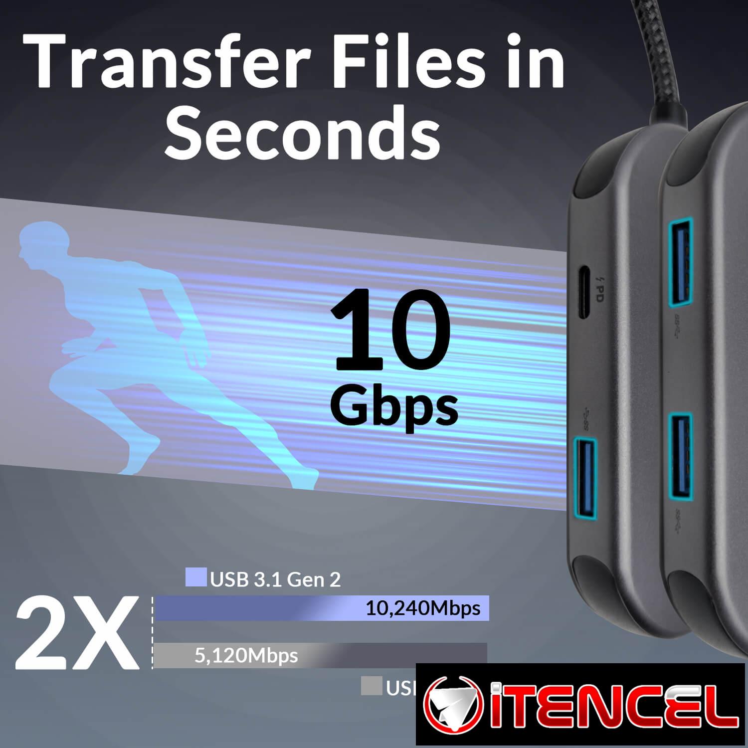 Hub USB C EVERIZ 10Gbps – Gris Metalico