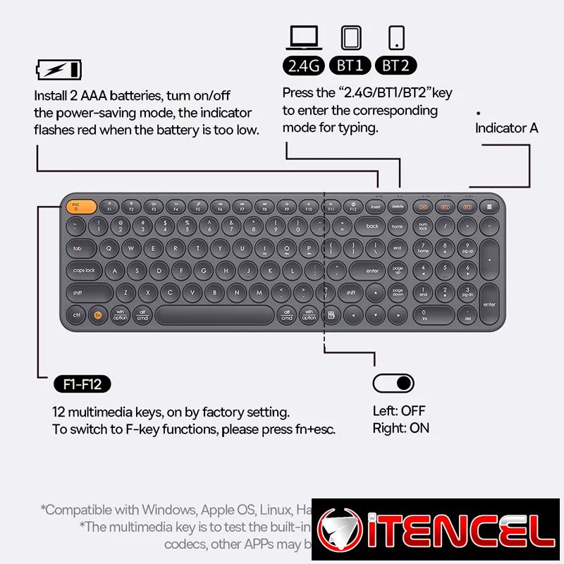 Baseus Teclado Inalámbrico Bluetooth