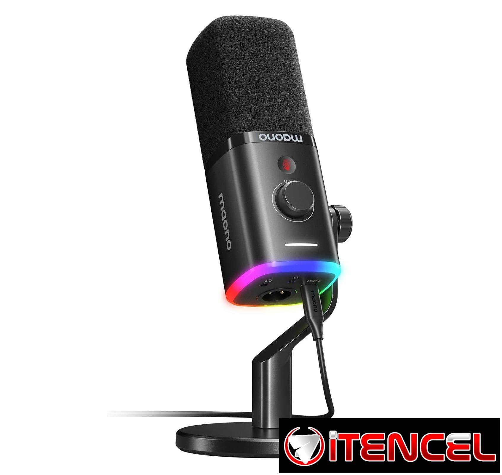 MAONO PD100X Micrófono dinámico Gaming: Micrófono dinámico USB XLR para computadora con micrófono de PC RGB Software-RGB