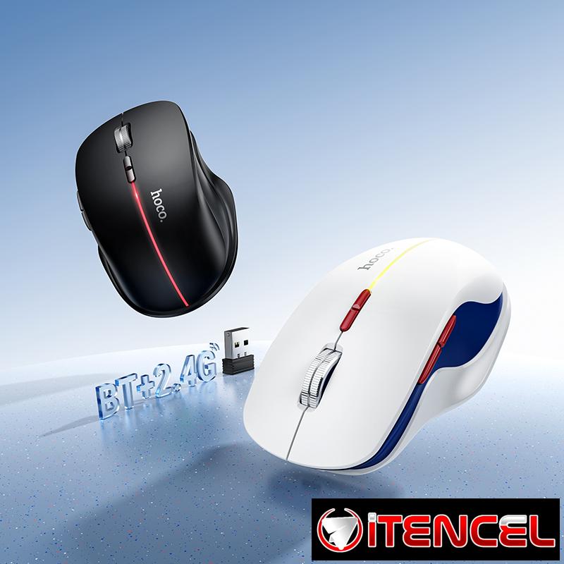 Hoco – Mouse Inalámbrico GM40 ⚡ RGB Recargable | Dual Mode 2.4G + Bluetooth