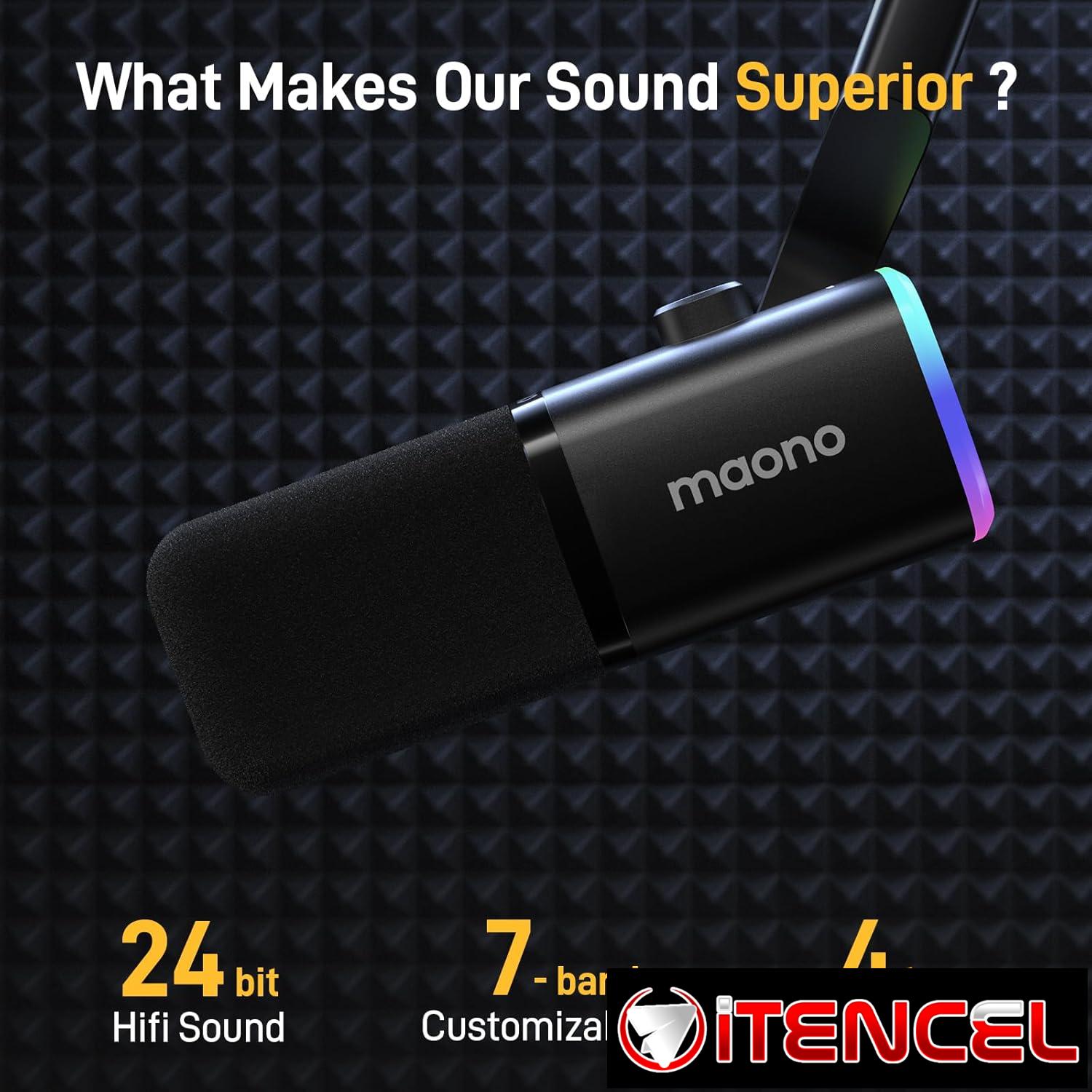 MAONO PD100X Micrófono dinámico Gaming: Micrófono dinámico USB XLR para computadora con micrófono de PC RGB Software-RGB