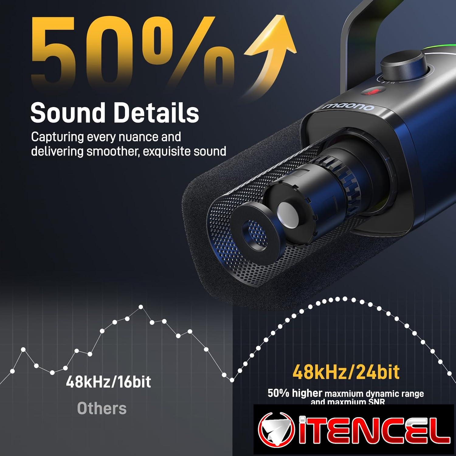 MAONO PD100X Micrófono dinámico Gaming: Micrófono dinámico USB XLR para computadora con micrófono de PC RGB Software-RGB