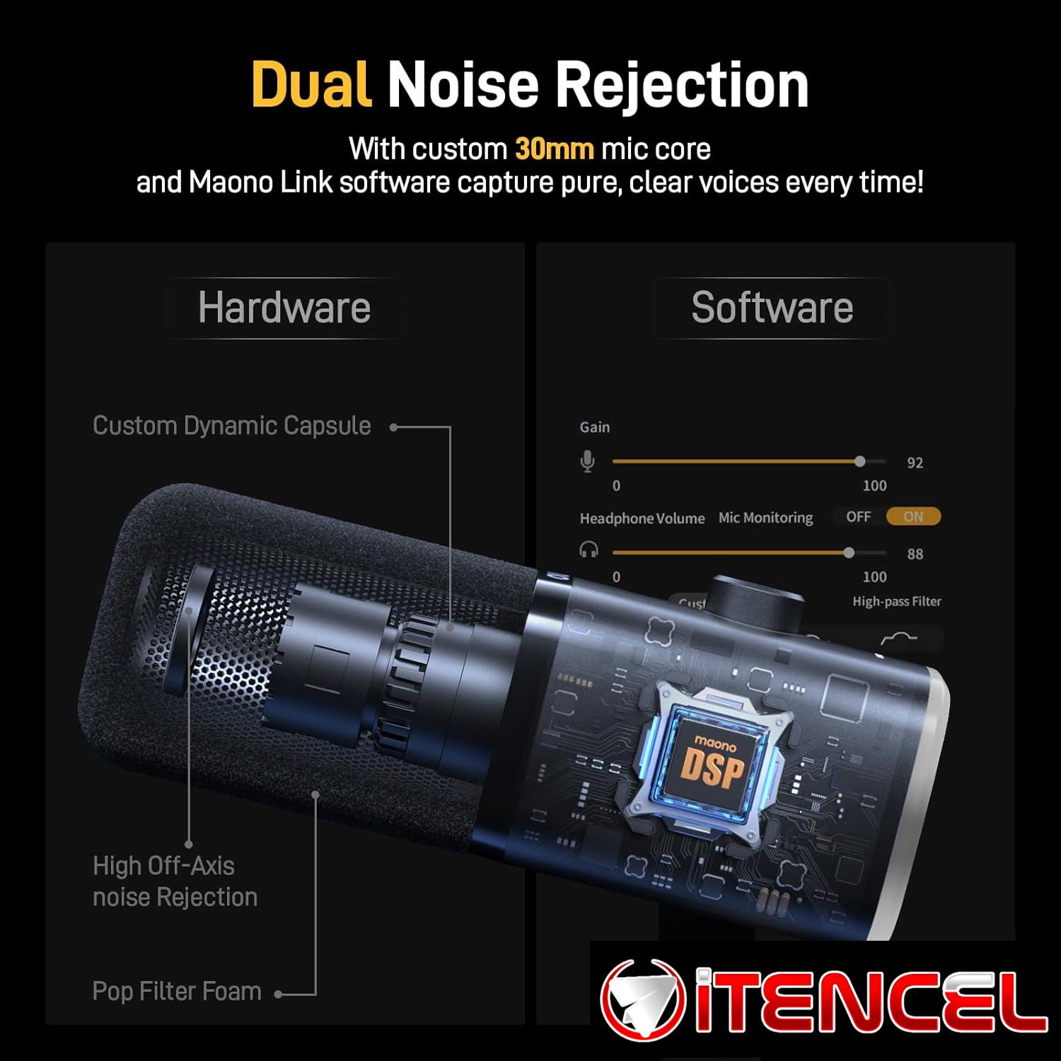 MAONO PD100X Micrófono dinámico Gaming: Micrófono dinámico USB XLR para computadora con micrófono de PC RGB Software-RGB