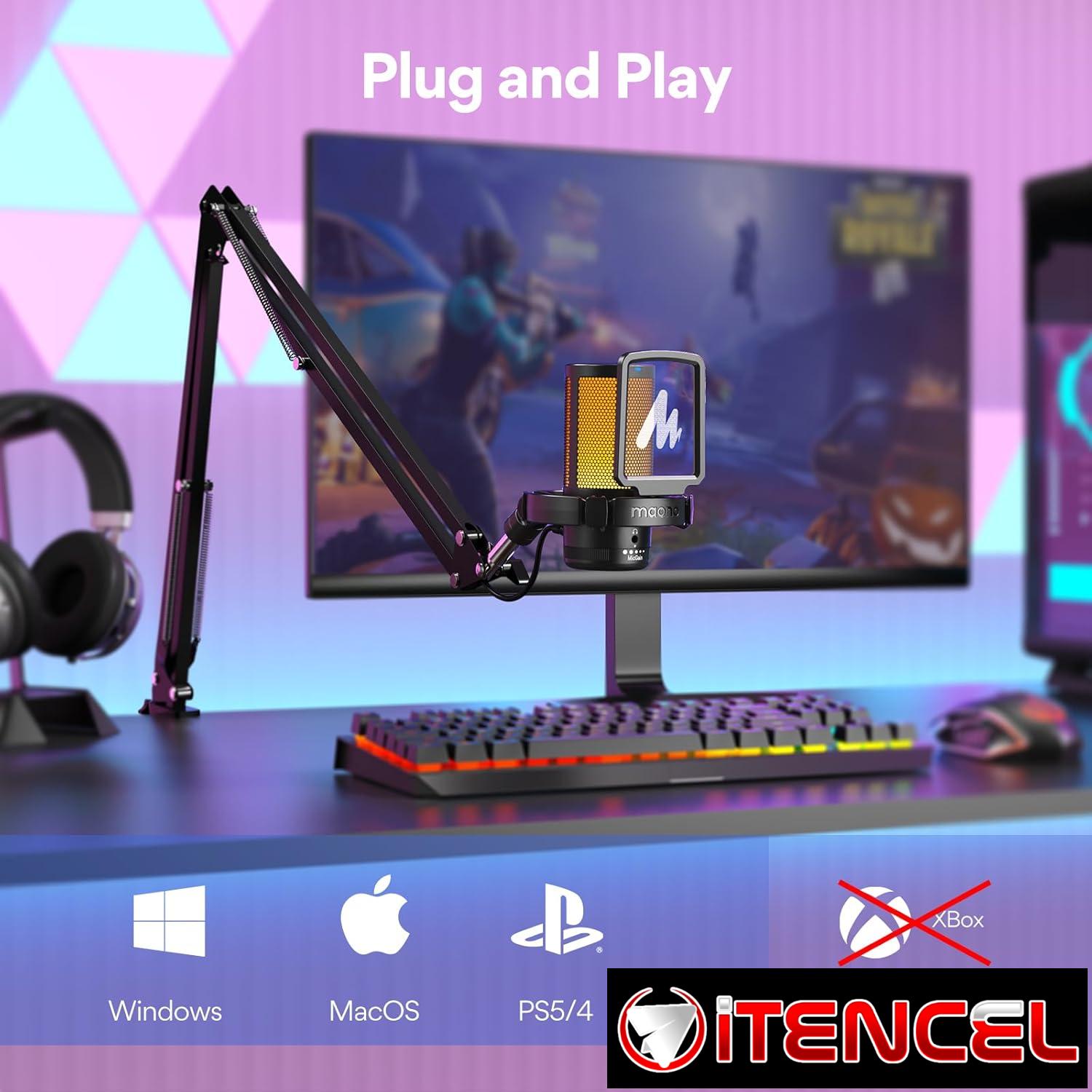 MAONO DGM20S Micrófono USB con condensador y cancelación de ruido