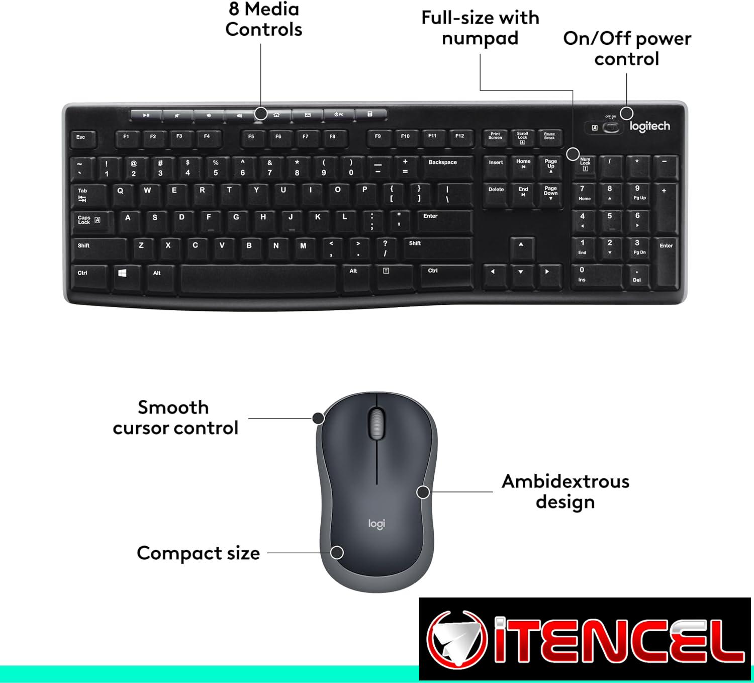 Logitech Combo de teclado y mouse inalámbricos para Windows