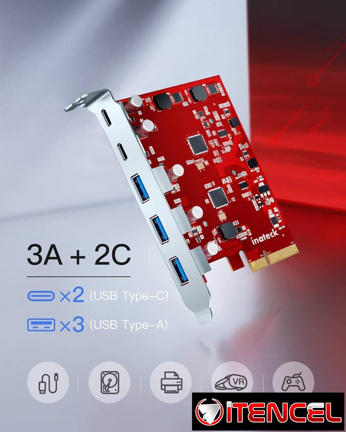 Tarjeta Inateck PCIe U21 – 20 Gbps