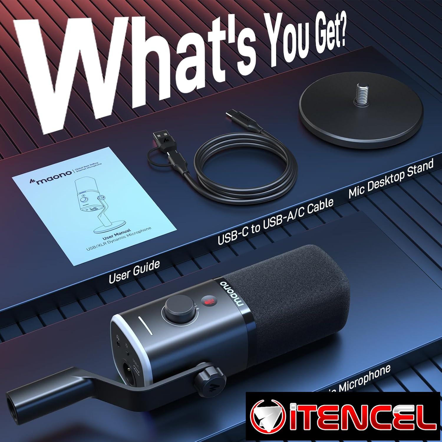 MAONO PD100X Micrófono dinámico Gaming: Micrófono dinámico USB XLR para computadora con micrófono de PC RGB Software-RGB