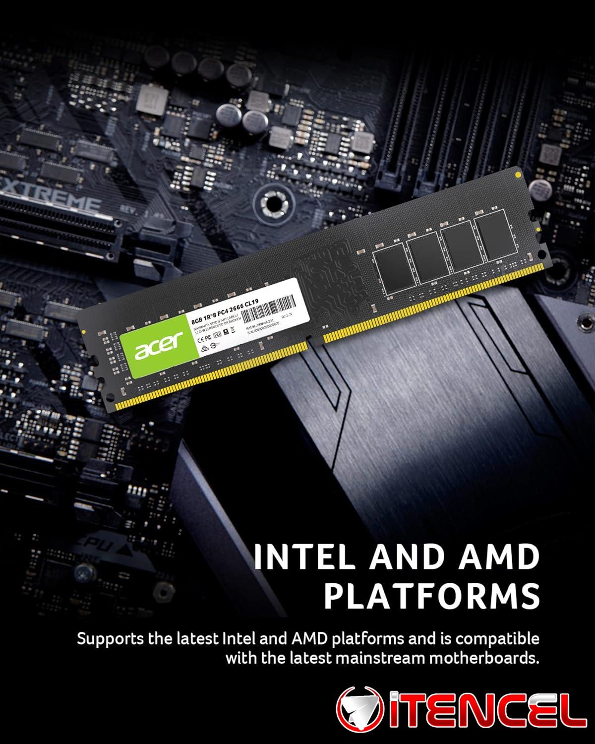 RAM ACER para PC – UD100 8GB 2666 MHz DDR4 CL19 1.2V