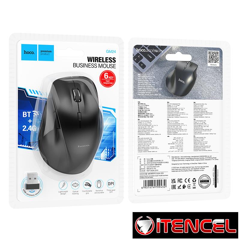 Hoco – Mouse Inalámbrico GM24 🎯 6 Botones | Dual Mode 2.4G + Bluetooth