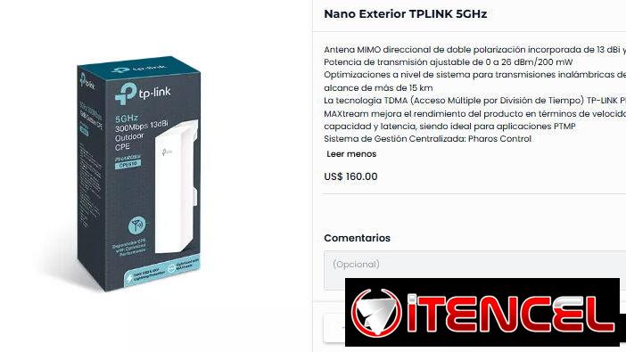TP-Link Punto de acceso (5.0 GHz) 160 usd TP-Link Punto de acceso (2.4 GHz) 150 usd