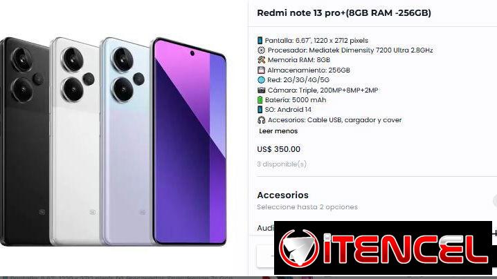 Telefono Xiaomi Redmi note 13 pro+(8GB RAM -256 GB)