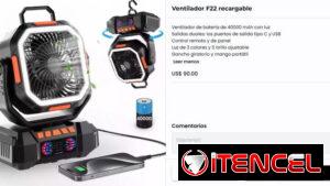 Ventilador F22 recargable Nuevo En caja. MAS DE 3 DIAS DE AUTONOMIA