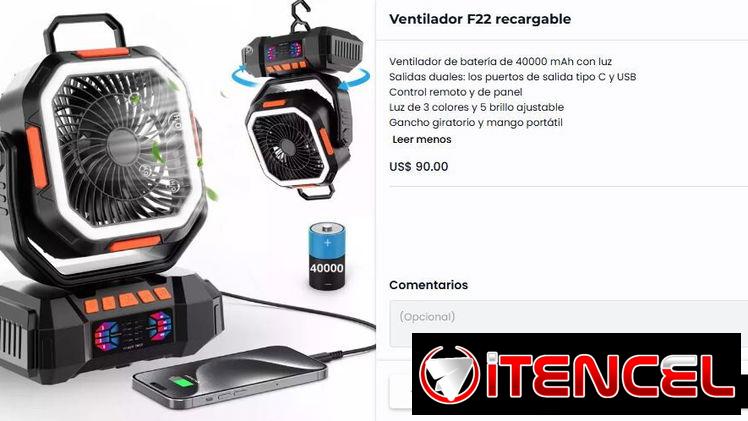 Ventilador F22 recargable Nuevo En caja. MAS DE 3 DIAS DE AUTONOMIA