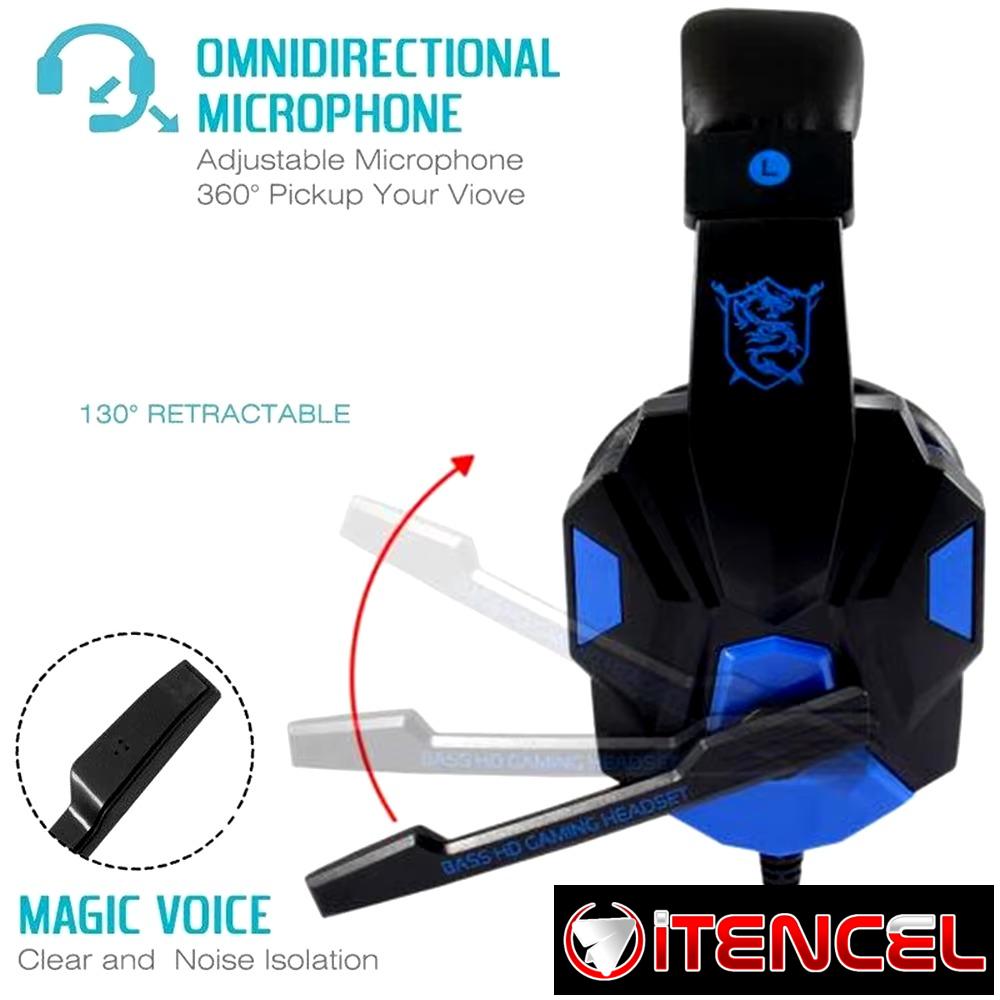 Auriculares Overear para juegos con subwoofer, micrófono y RGB, audífonos supraaurales con cable para Gamers con control de volumen