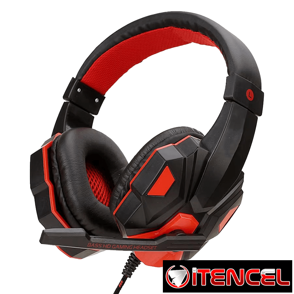 Auriculares Overear para juegos con subwoofer, micrófono y RGB, audífonos supraaurales con cable para Gamers con control de volumen