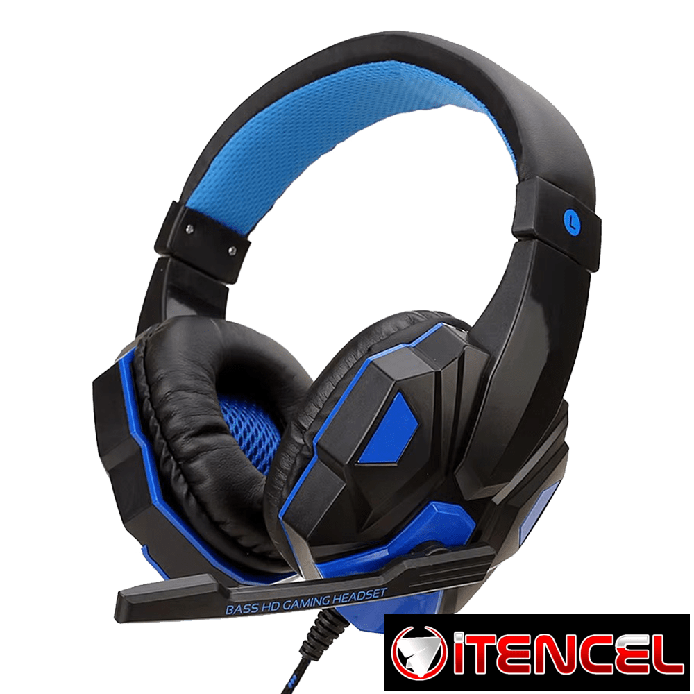 Auriculares Overear para juegos con subwoofer, micrófono y RGB, audífonos supraaurales con cable para Gamers con control de volumen