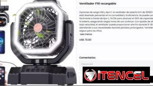 Ventilador F10 RECARGABE , nuevo selado en caja . NO PASES CALOR EN EL APAGON