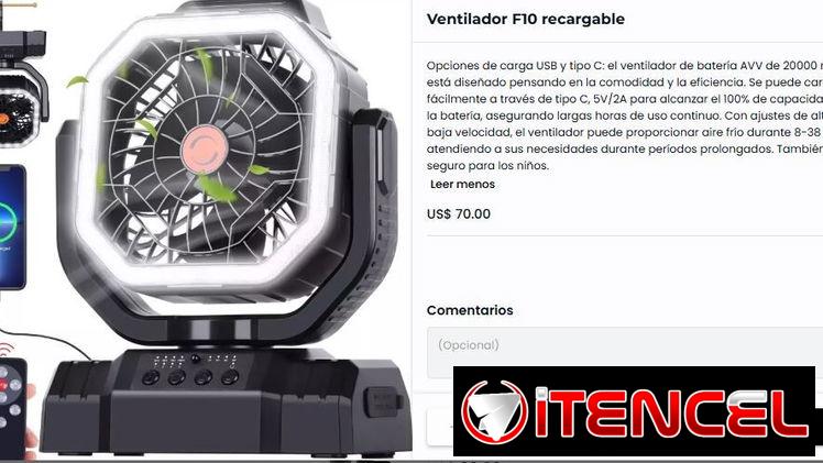 Ventilador F10 RECARGABE , nuevo selado en caja . NO PASES CALOR EN EL APAGON