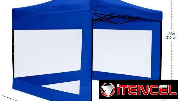 Carpas azules de 3x3m, son impermeables con paredes transparentes solo disponibles en color Azul,
