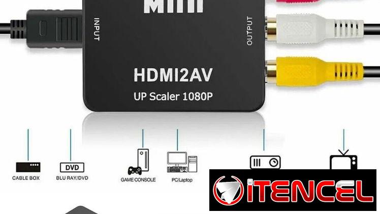 Cajita de convertidor de HDMI a AV y cables AV para TV en venta