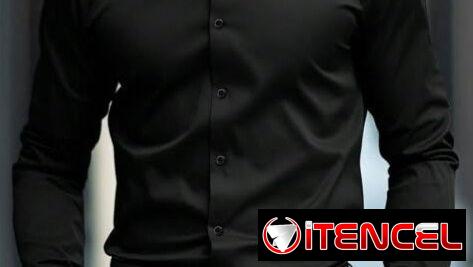 Camisas negra  de vestir de mangas largas 58547627
