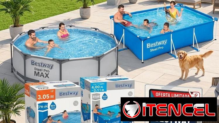 Piscina redonda y rectangulares grandes