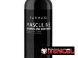 Shampo y Gel de baño junto con crema para después de afeitado de la línea Masculine de la marca Farmasi