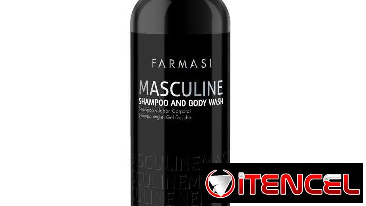 Shampo y Gel de baño junto con crema para después de afeitado de la línea Masculine de la marca Farmasi