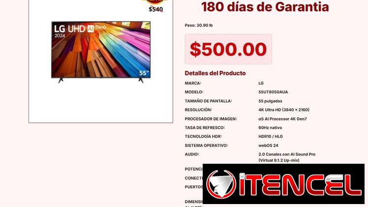 Televisor LG 55UT8050AUA 4K UHD con webOS 24 de Última Gama $500 VPT#-0308