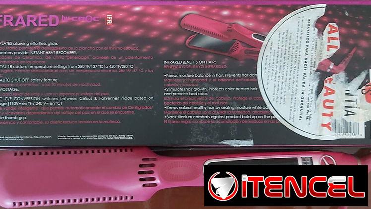 🌡Plancha de cabello de uso marca Croc de placas de titanium y calentadores de cerámica. Temperatura ente 137 y 230°C.