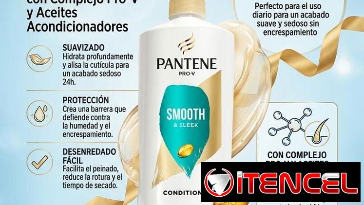Pantene Smooth and Sleek acondicionador  para cabello grueso, rizado, ondulado o rebelde con tendencia al frizz