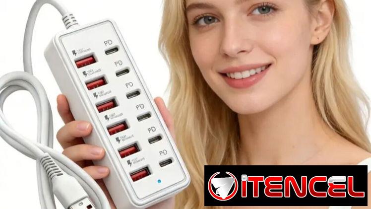 Extensión de 12 puertos carga rápida a USB