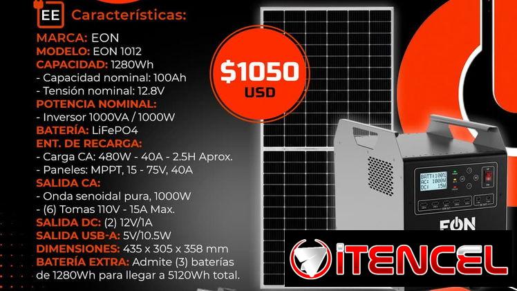 ☀️ CON SU PANEL 540 – 545W ☀️ 1280WH – 1000W ESTACIÓN DE ENERGÍA MARCA EON. MENSAJERÍA CON FACTURA Y GARANTÍA. 54833699