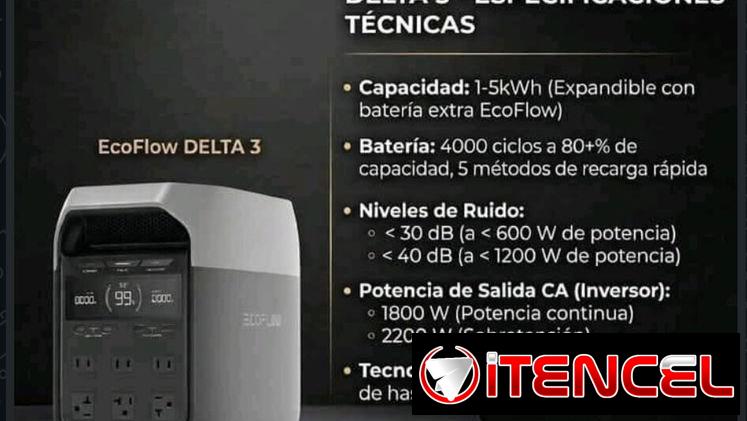 Ecoflow delta 3 en la foto están las propiedades están en la foto .   con esta súper oferta 770usd 💸  💸💸 con la mens